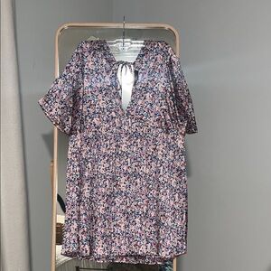 Lulus Express Yourself Blush Pink Floral Print Satin Babydoll Dress